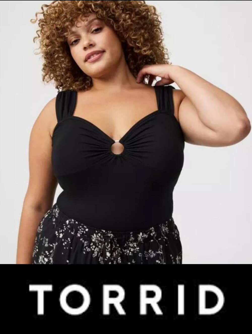 NWT Torrid Foxy Tank In Black Wide Straps With O-Ring Detail Sz L 0X